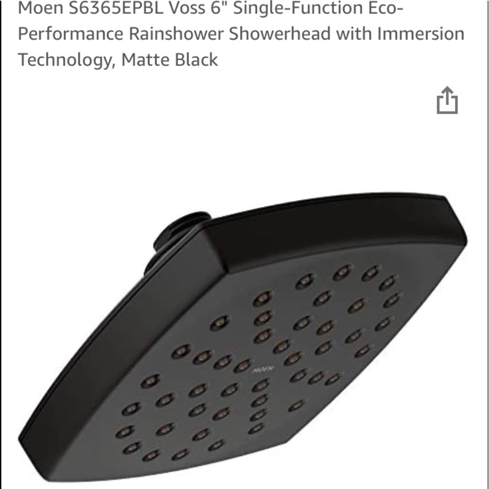 Moen 6” Voss matte black shower head